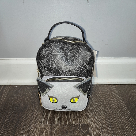 NWT Betsey Johnson Cat Vampire Spider Web Mini Backpack - Picture 4 of 16
